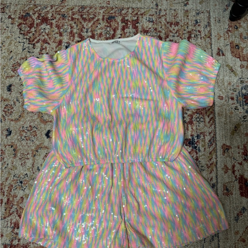 Why Brand Colorful Pastel Sequin Set L EUC